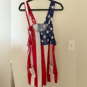 Patriotic American Flag Shorts Jumper with Pockets